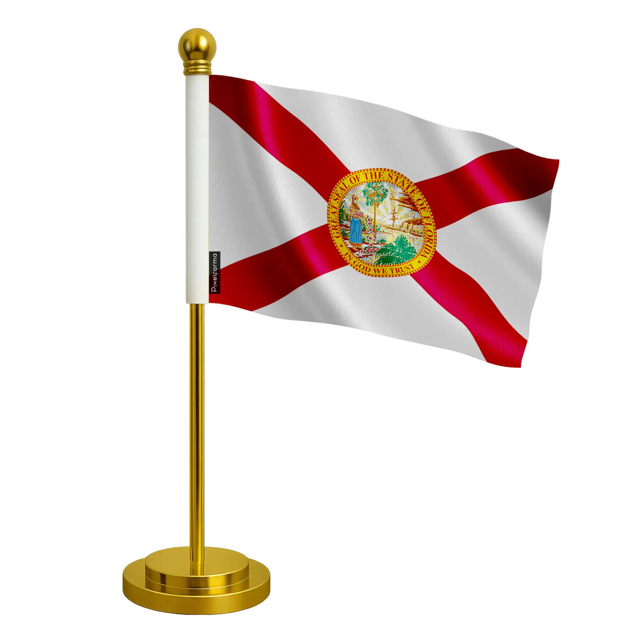 Drapeau bureau floride polyester socle acier inoxydable