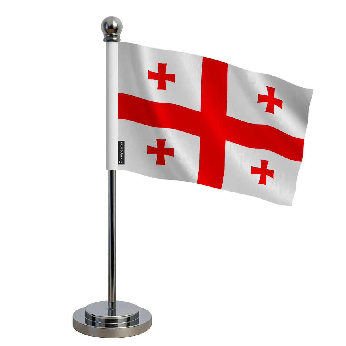 Drapeau bureau géorgie polyester socle acier inoxydable