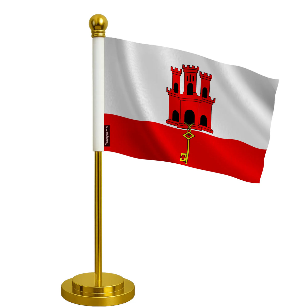 Drapeau bureau gibraltar polyester socle acier inoxydable