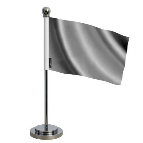 Drapeau bureau gris foncé polyester socle acier inoxydable