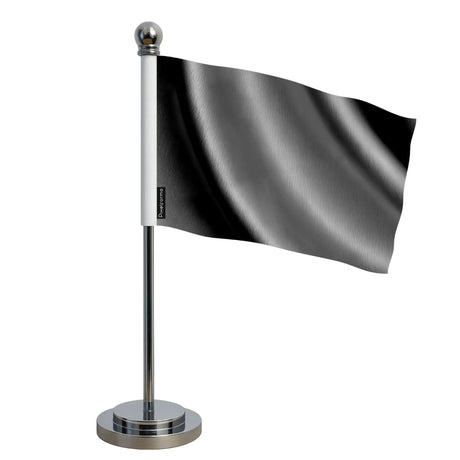 Drapeau bureau gris noir polyester socle acier inoxydable