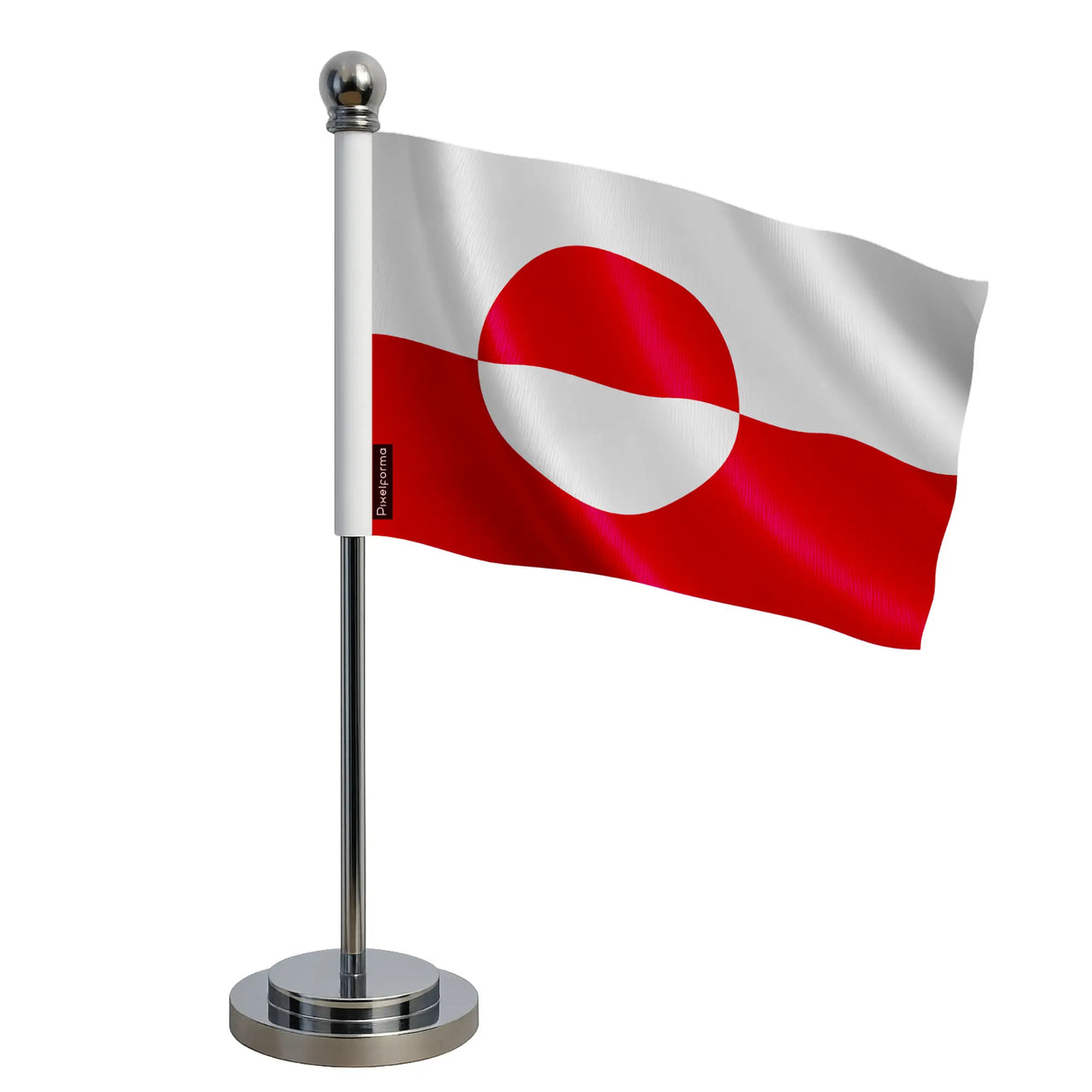 Drapeau bureau groenland polyester sur socle acier inoxydable