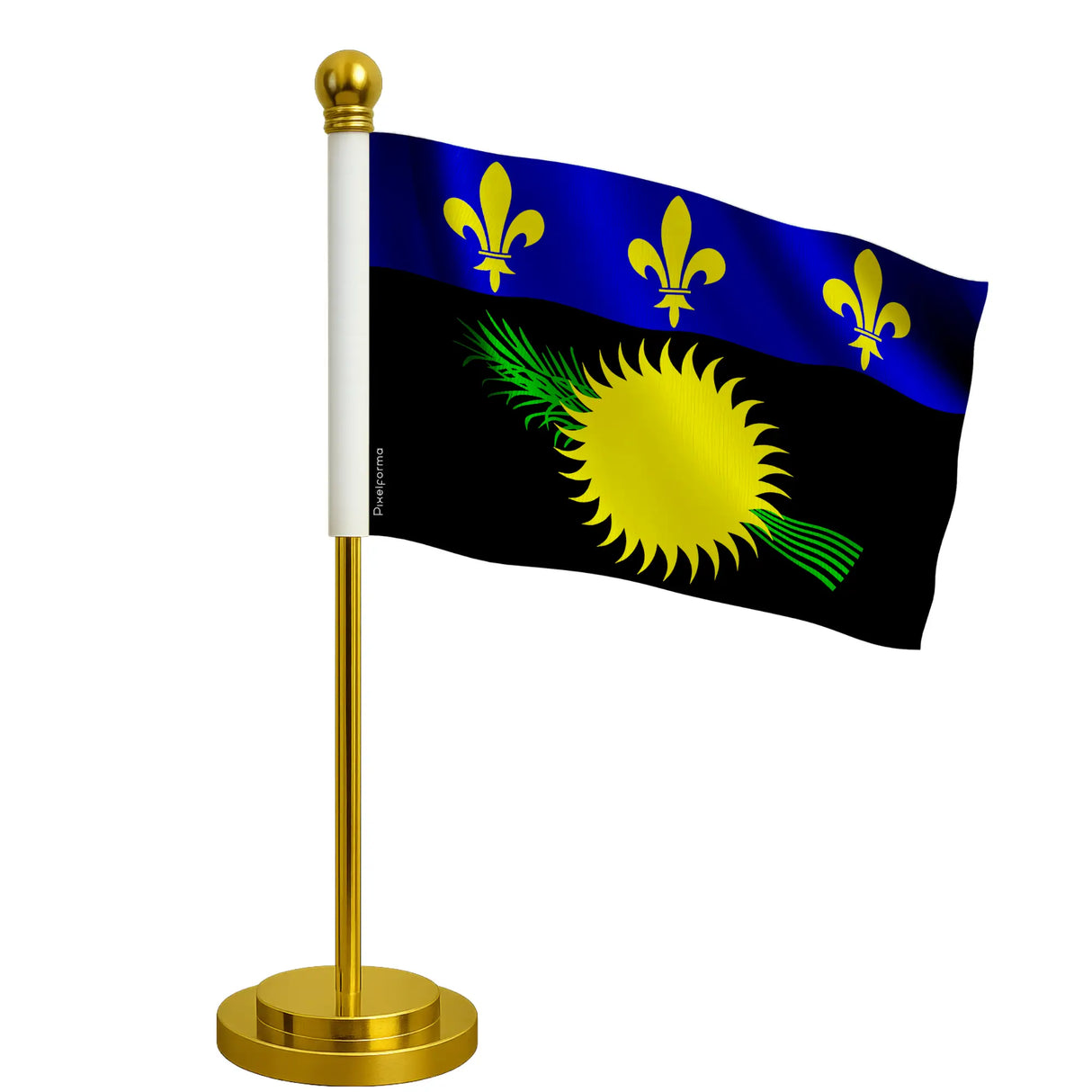 Drapeau bureau guadeloupe polyester socle acier inoxydable