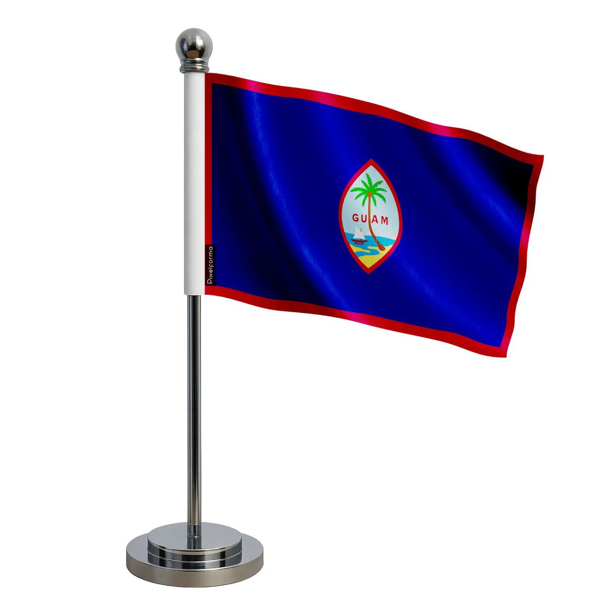 Drapeau bureau guam polyester socle acier inoxydable