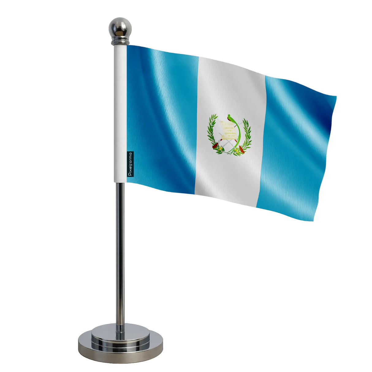 Drapeau bureau guatemala polyester socle acier inoxydable