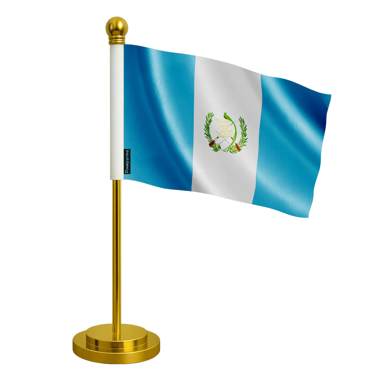 Drapeau bureau guatemala polyester socle acier inoxydable