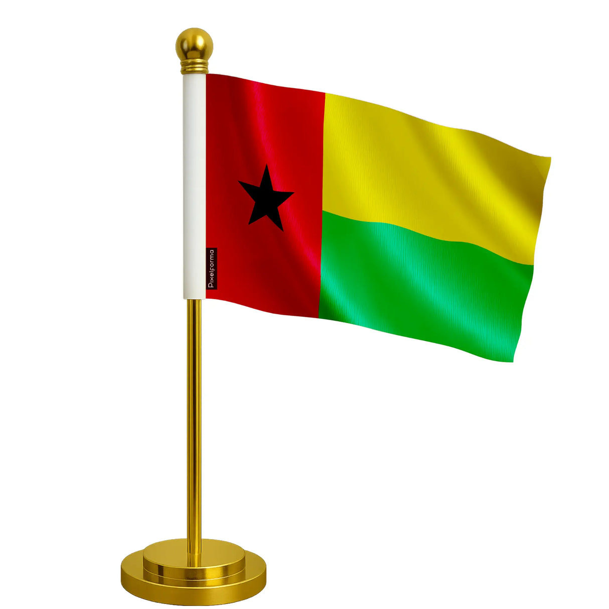 Drapeau bureau guinée-bissau polyester socle acier inoxydable