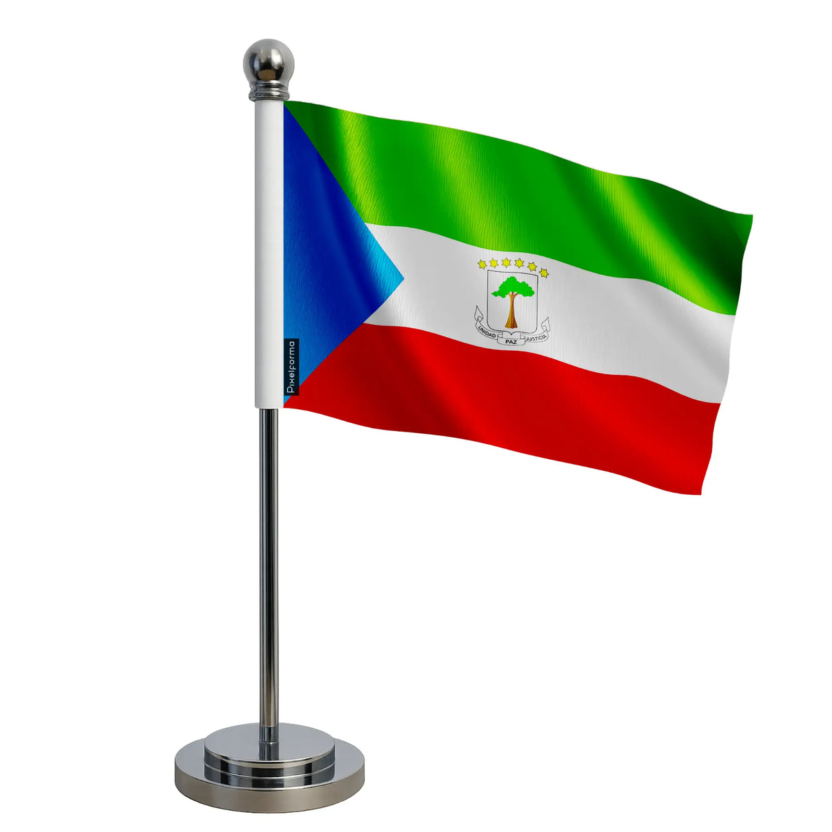 Drapeau bureau guinée équatoriale polyester socle acier