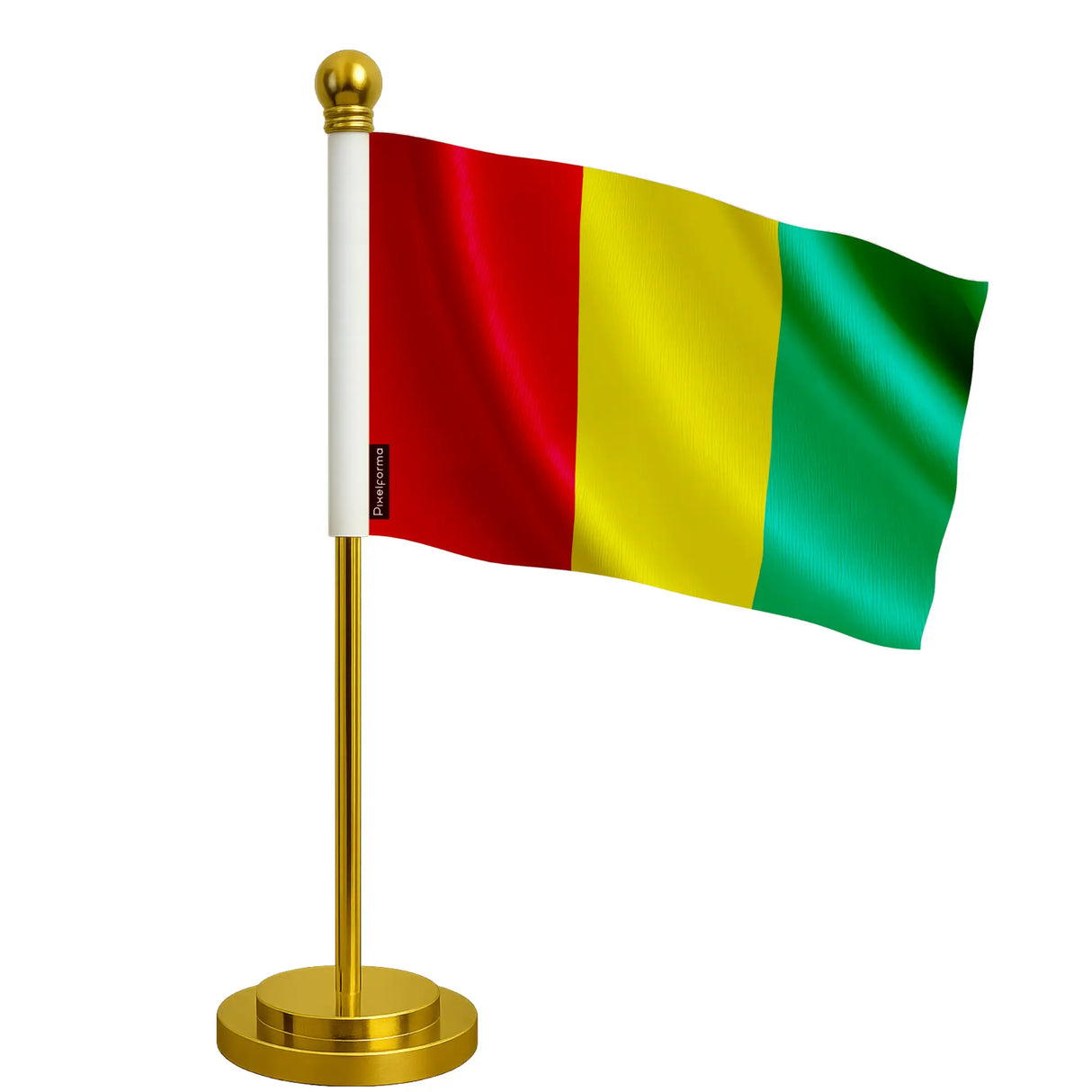 Drapeau bureau guinée polyester socle acier inoxydable