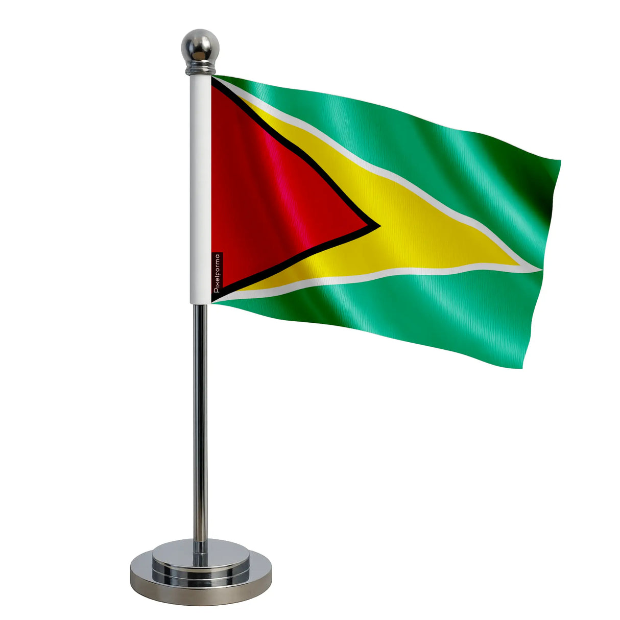 Drapeau bureau guyana polyester avec socle acier inoxydable