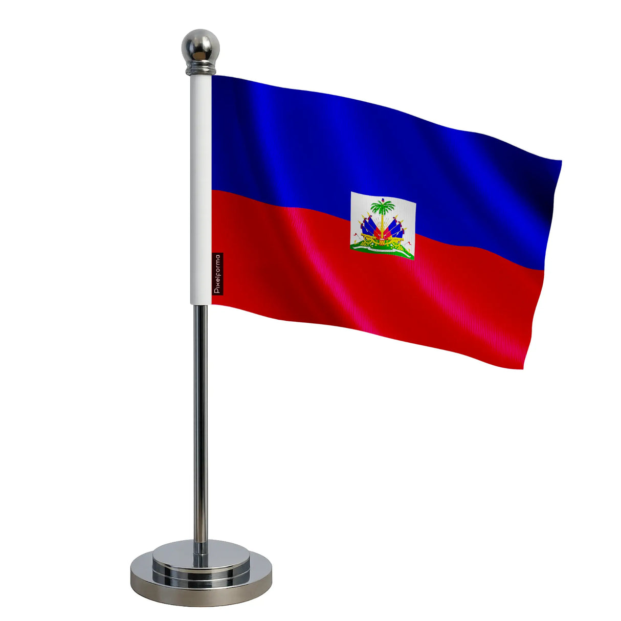 Drapeau bureau haïti en polyester sur socle acier inoxydable