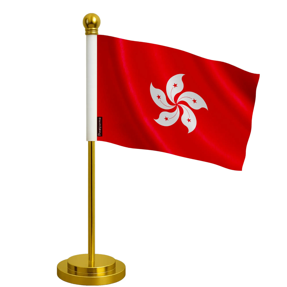Drapeau bureau hong kong polyester avec socle acier inoxydable