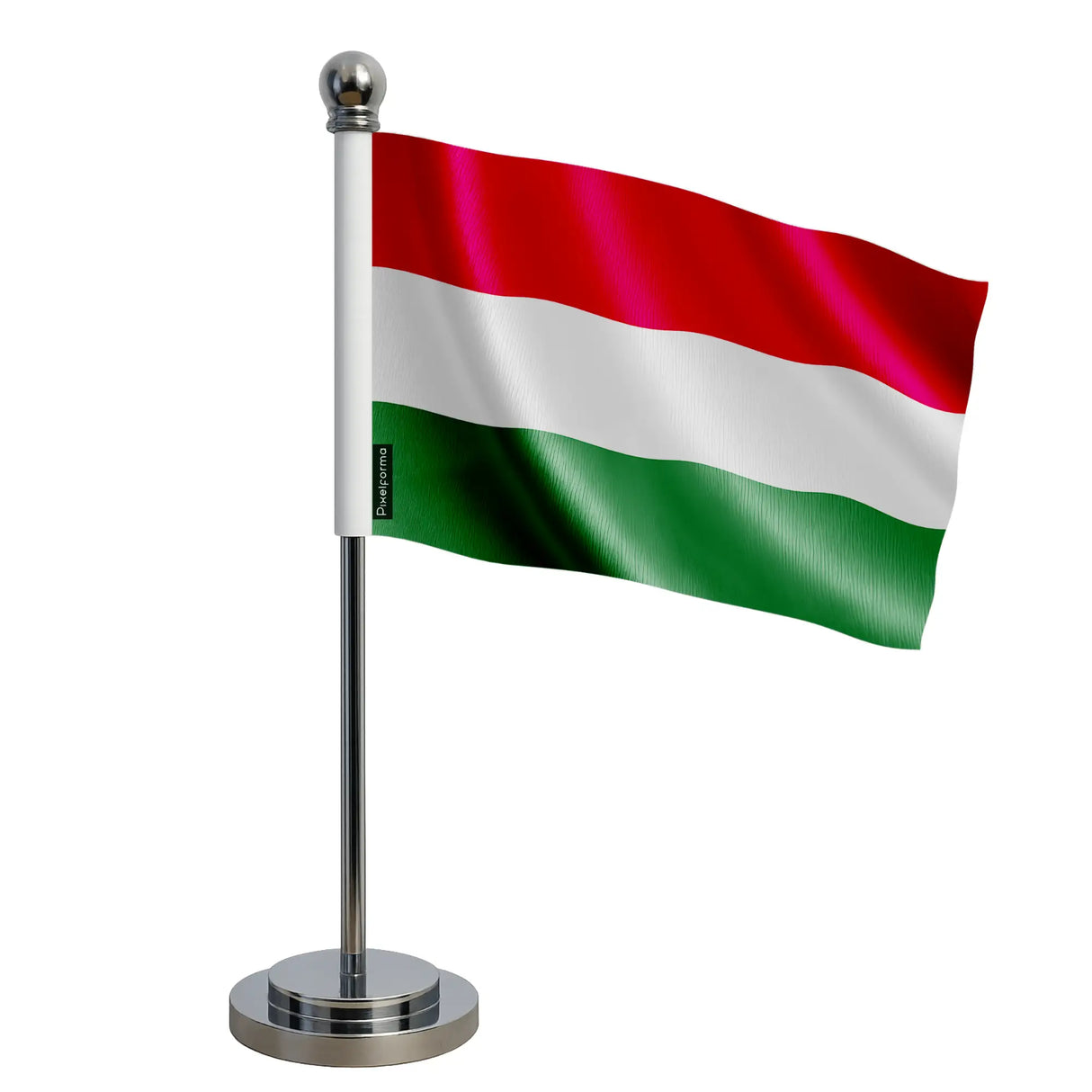 Drapeau bureau hongrie polyester avec socle en acier inoxydable