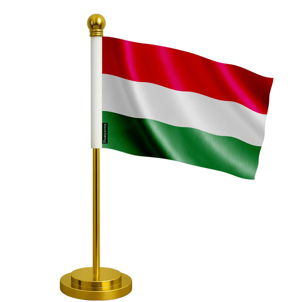 Drapeau bureau hongrie polyester socle acier inoxydable