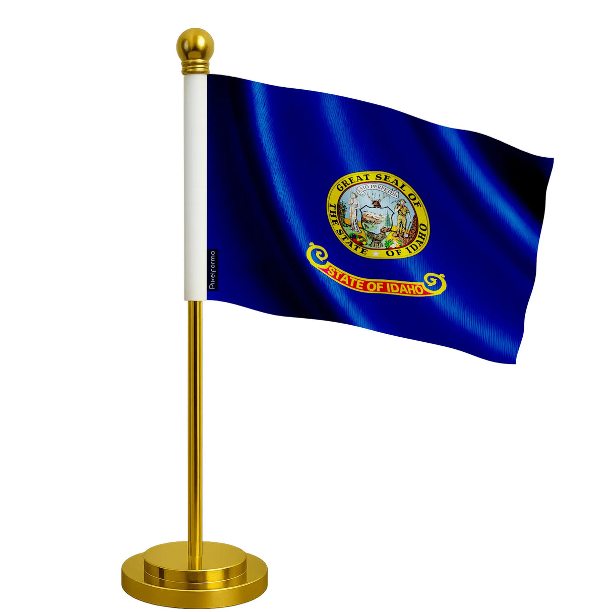 Drapeau bureau idaho polyester avec socle acier inoxydable