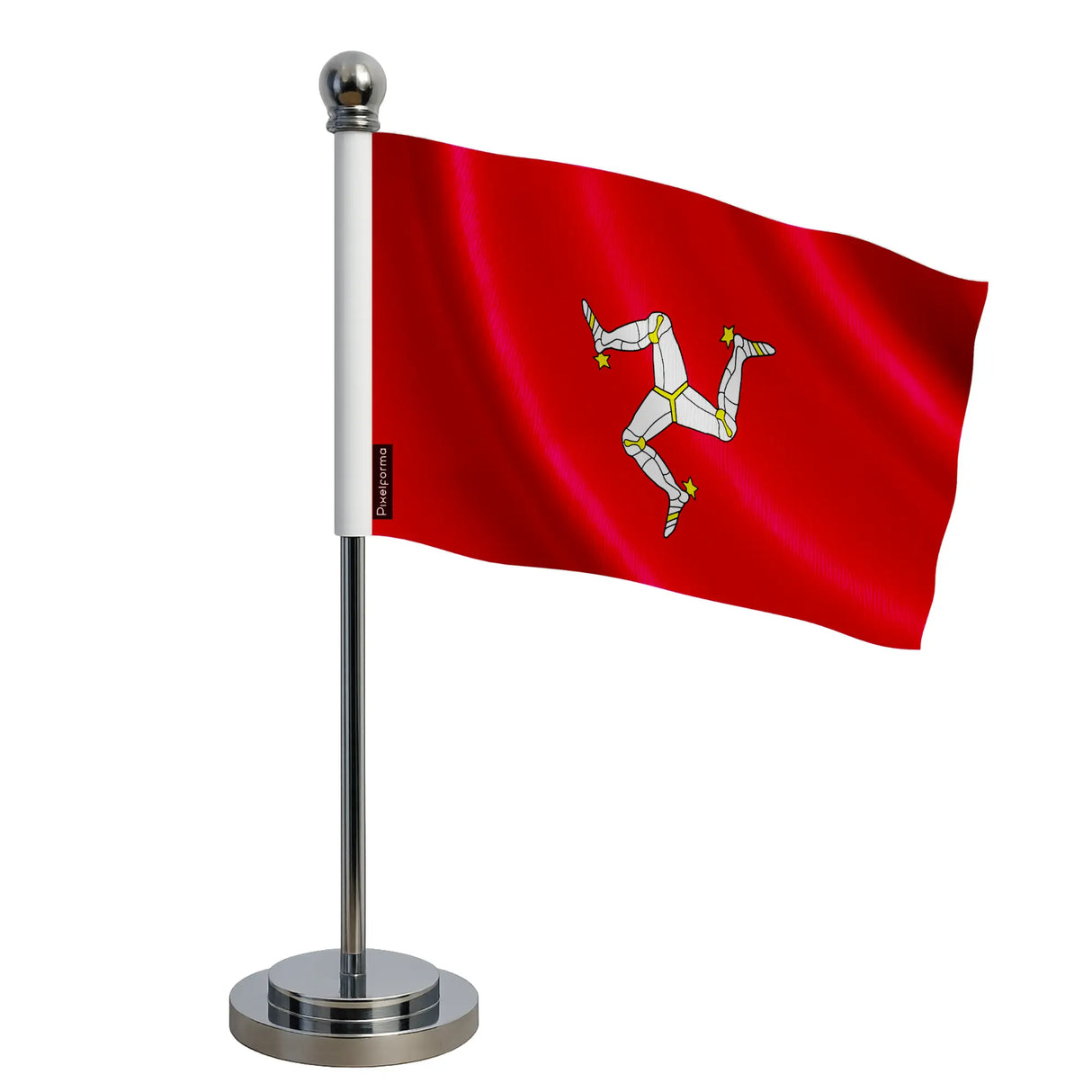 Drapeau bureau île de man polyester socle acier inoxydable