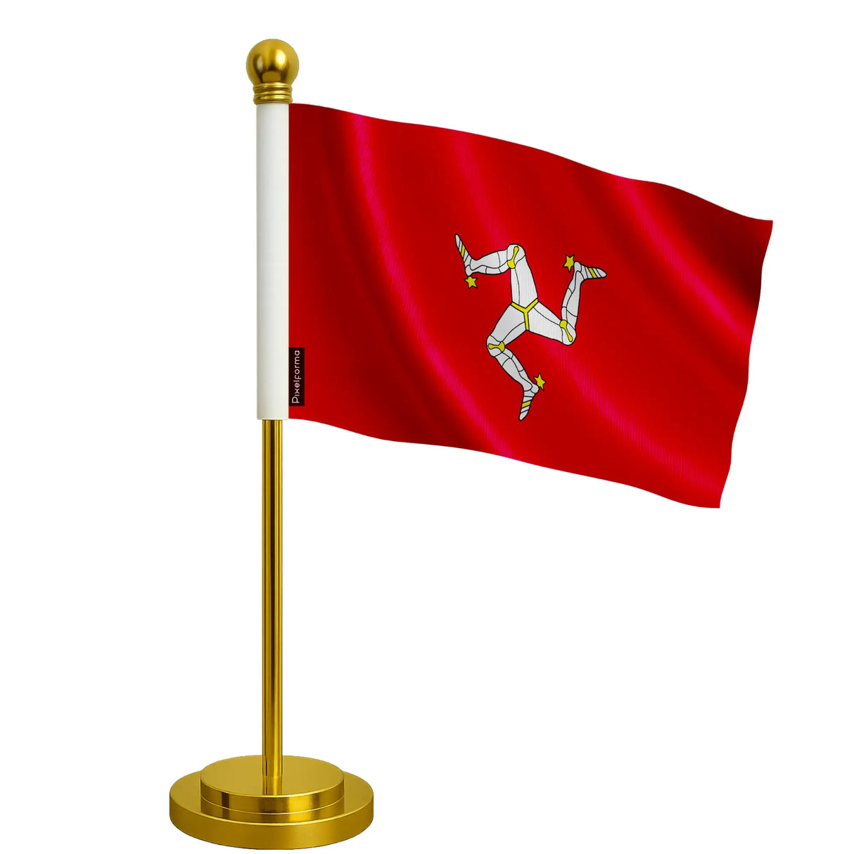 Drapeau bureau île de man polyester socle acier inoxydable