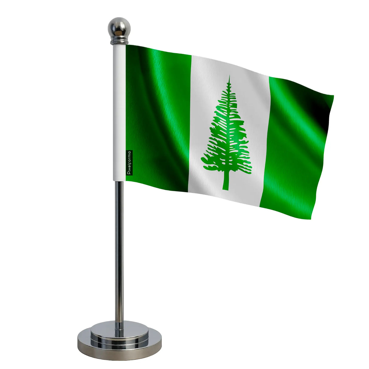 Drapeau bureau île norfolk polyester socle acier inoxydable