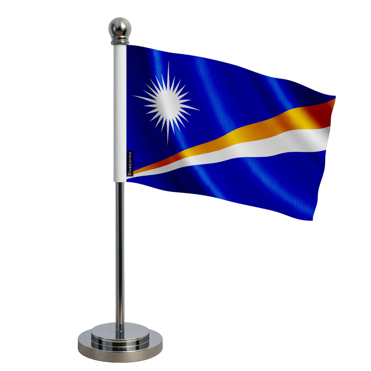 Drapeau bureau îles marshall polyester et socle inoxydable