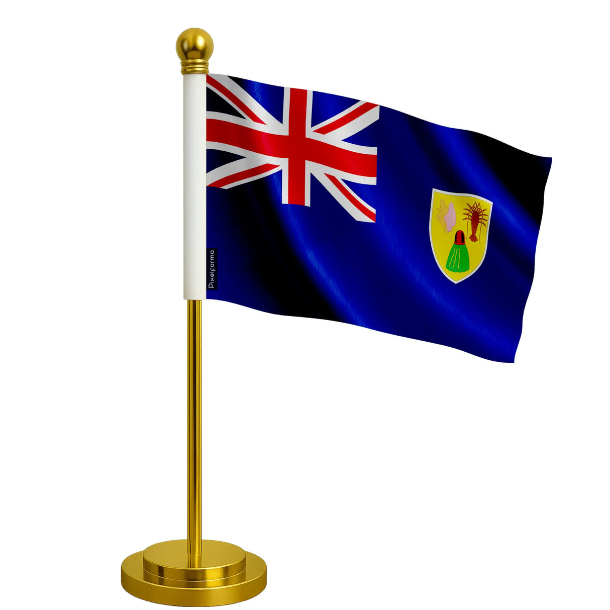 Drapeau bureau îles turques-et-caïques polyester acier inoxydable