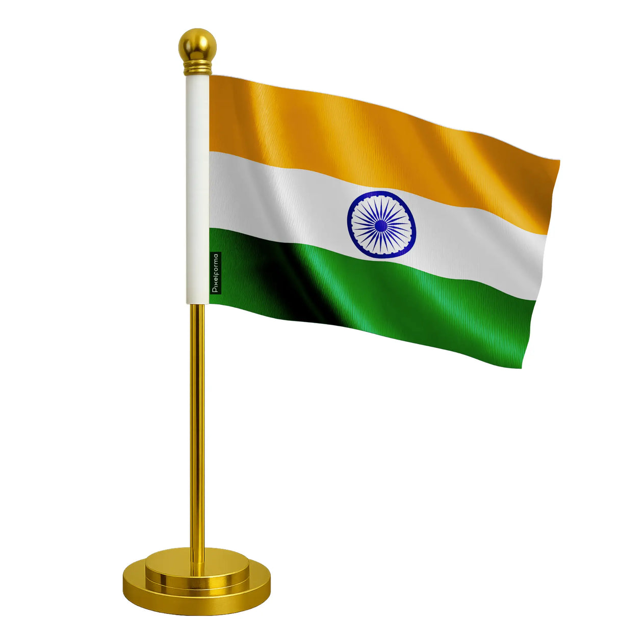 Drapeau bureau inde polyester socle acier inoxydable