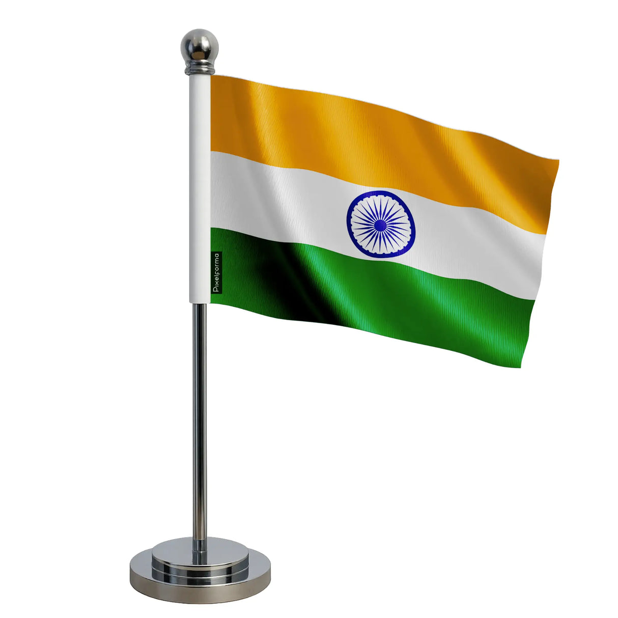 Drapeau bureau inde polyester socle acier inoxydable