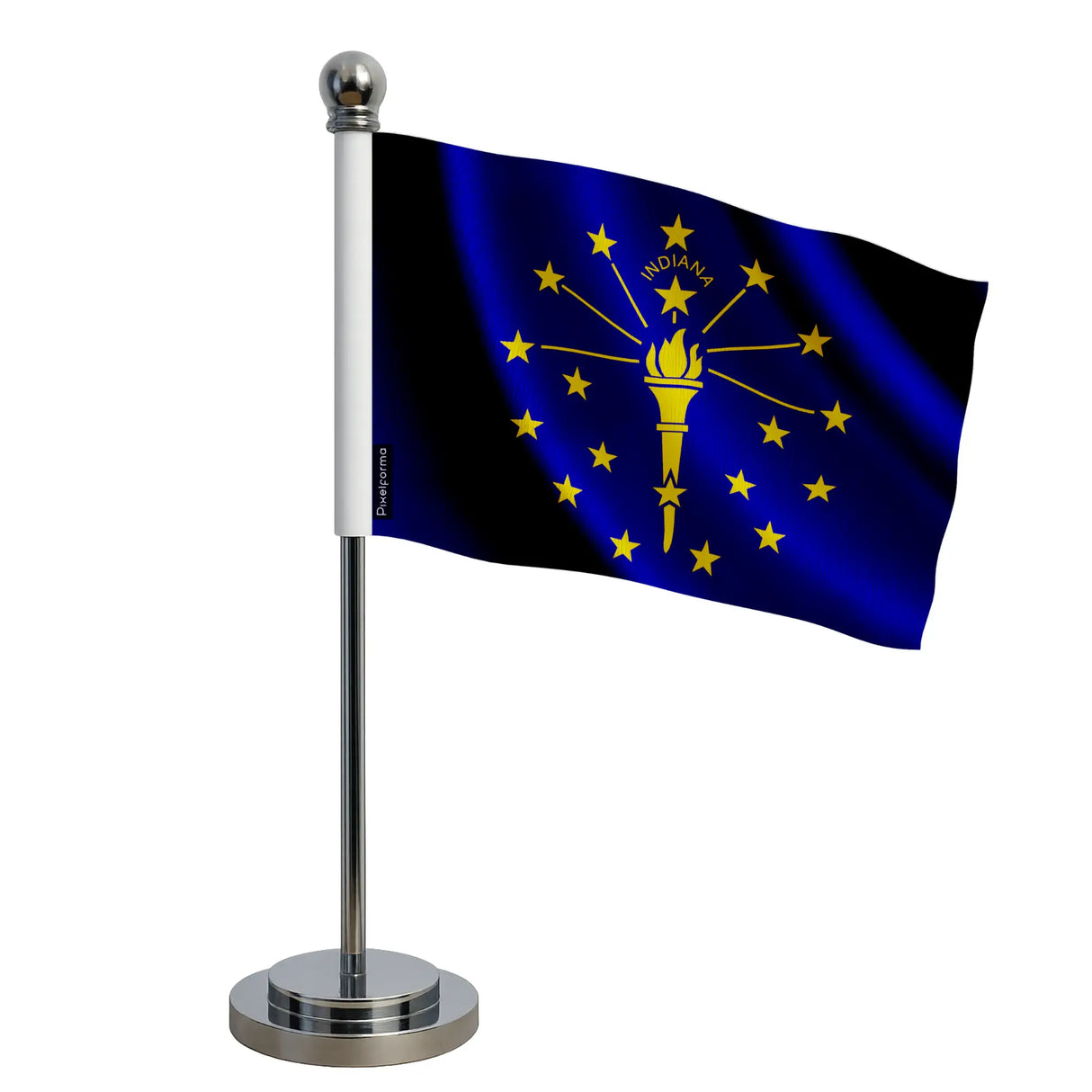 Drapeau bureau indiana polyester socle acier inoxydable