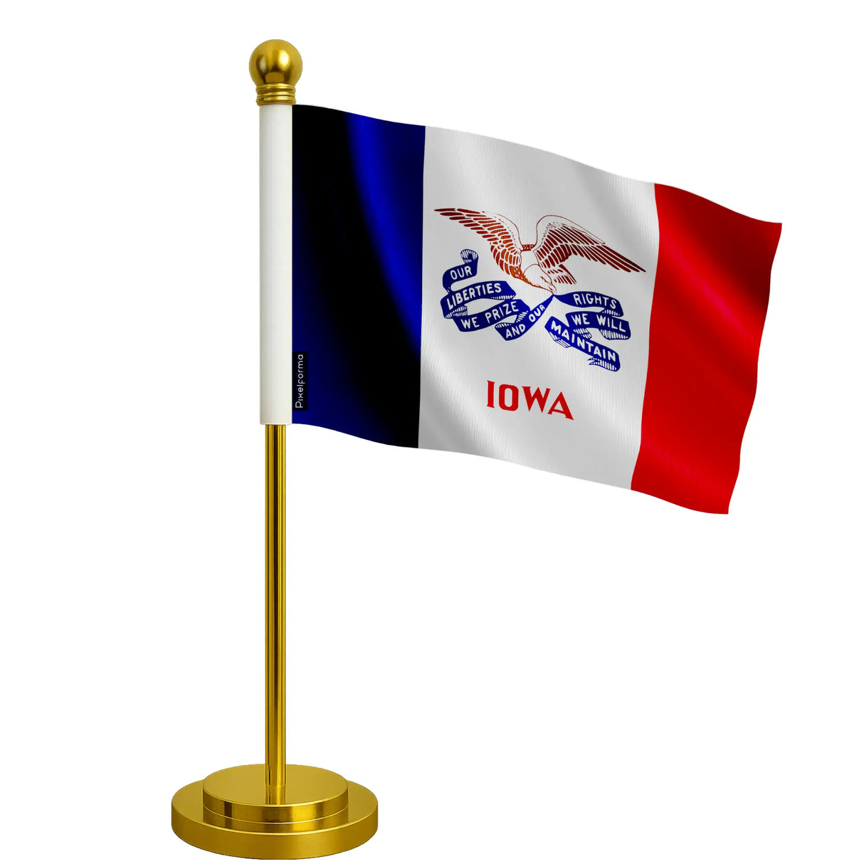 Drapeau bureau iowa polyester socle acier inoxydable