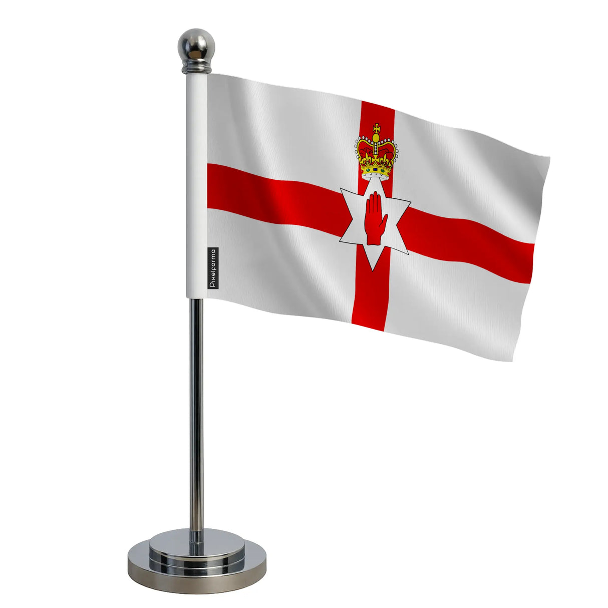 Drapeau bureau irlande du nord polyester socle inoxydable