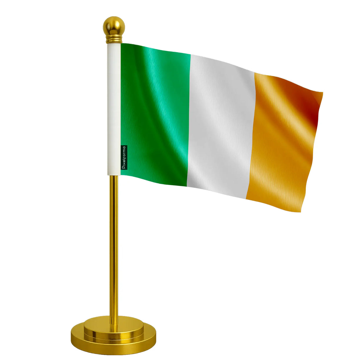 Drapeau bureau irlande polyester socle acier inoxydable