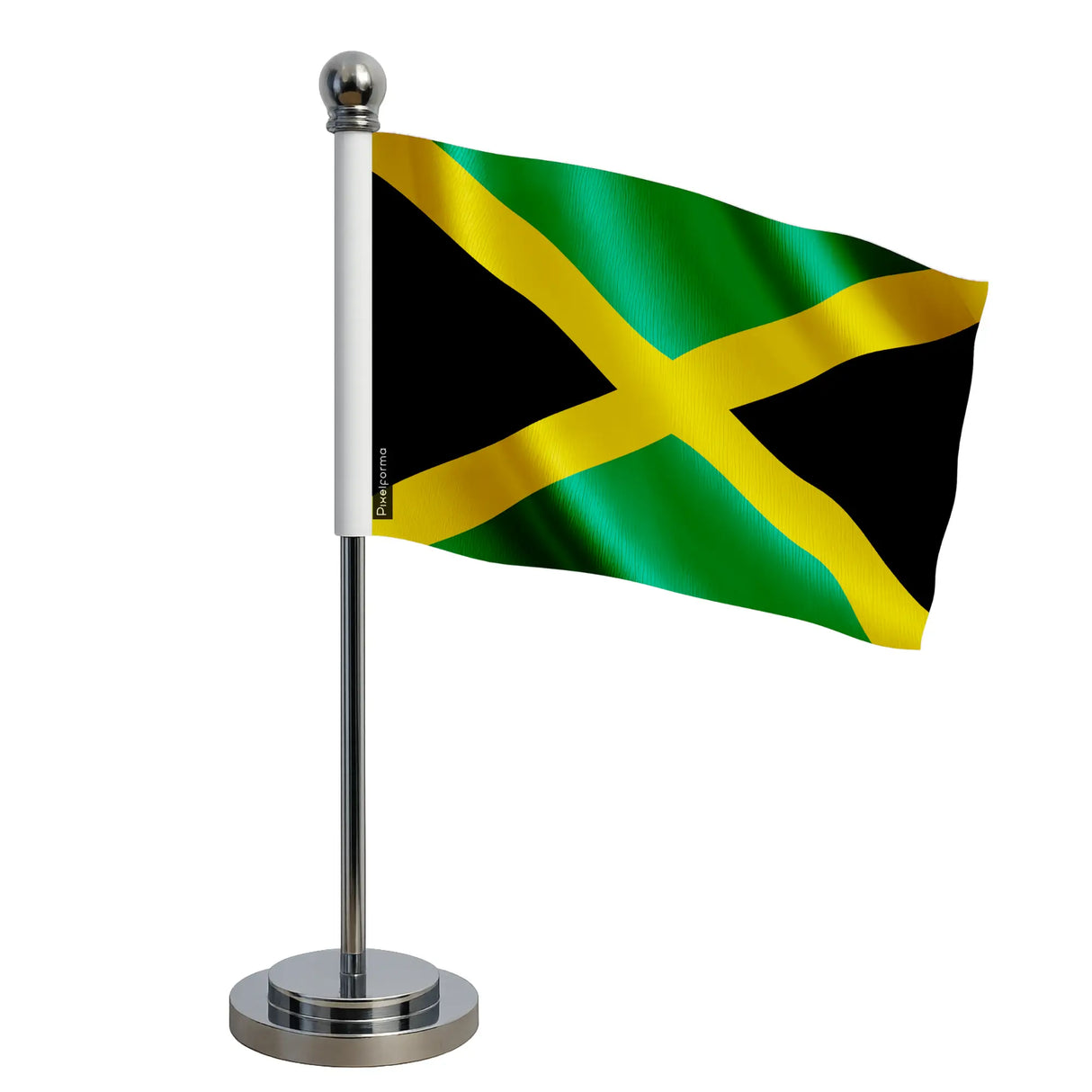 Drapeau bureau jamaïque polyester socle acier inoxydable