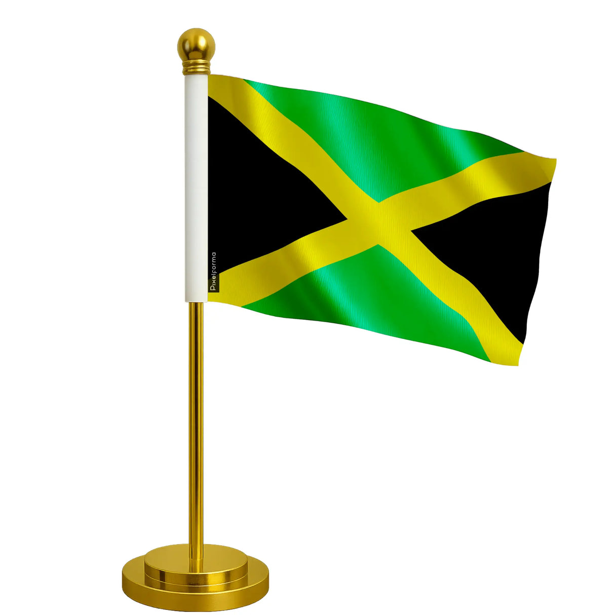 Drapeau bureau jamaïque polyester socle acier inoxydable