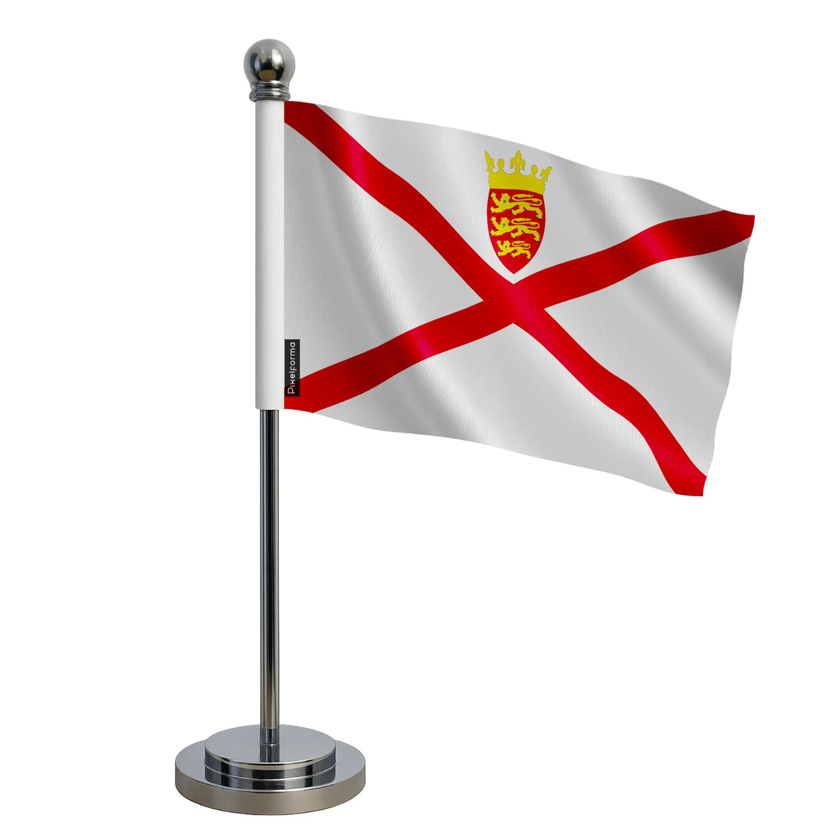 Drapeau bureau jersey polyester socle acier inoxydable