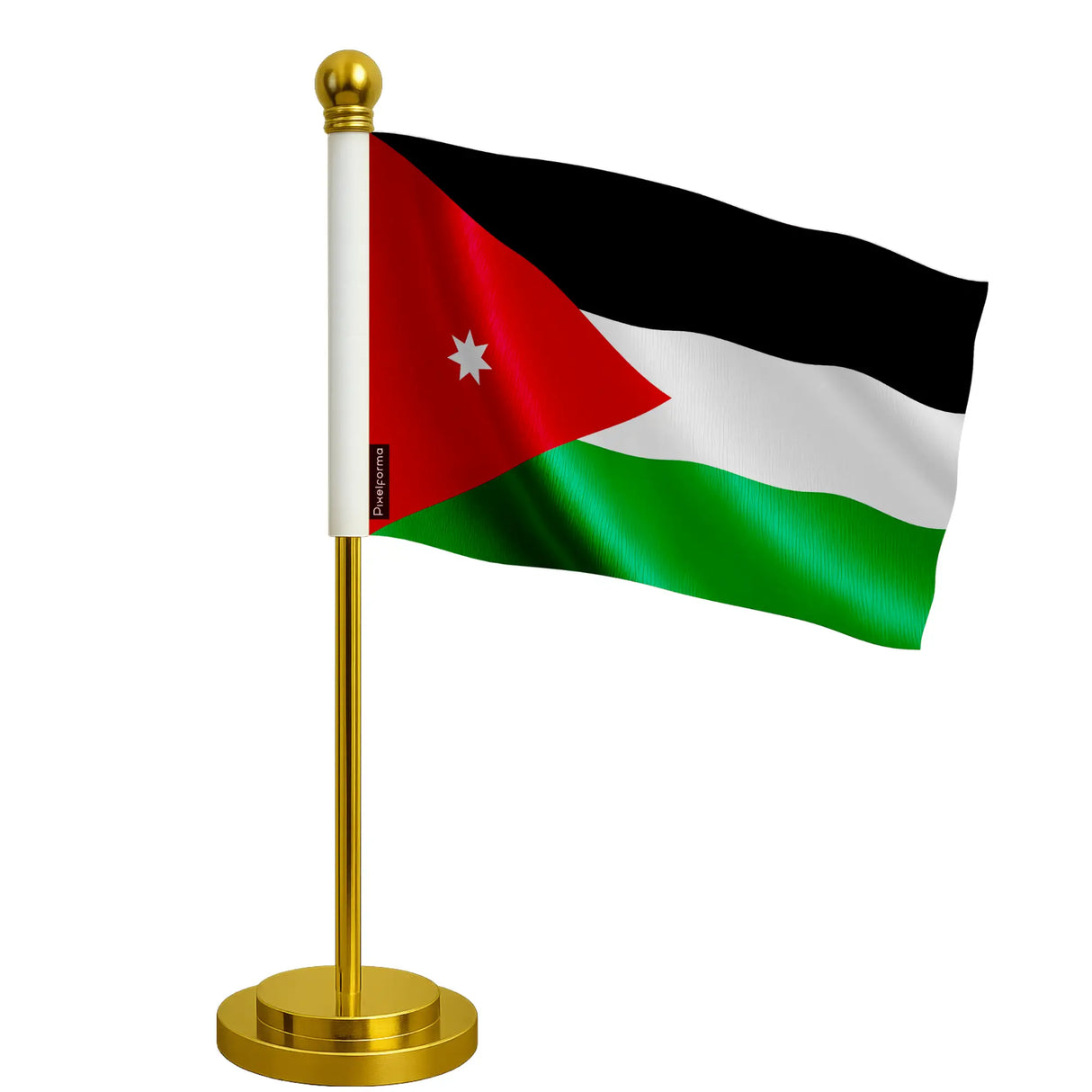 Drapeau bureau jordanie polyester avec socle acier inoxydable