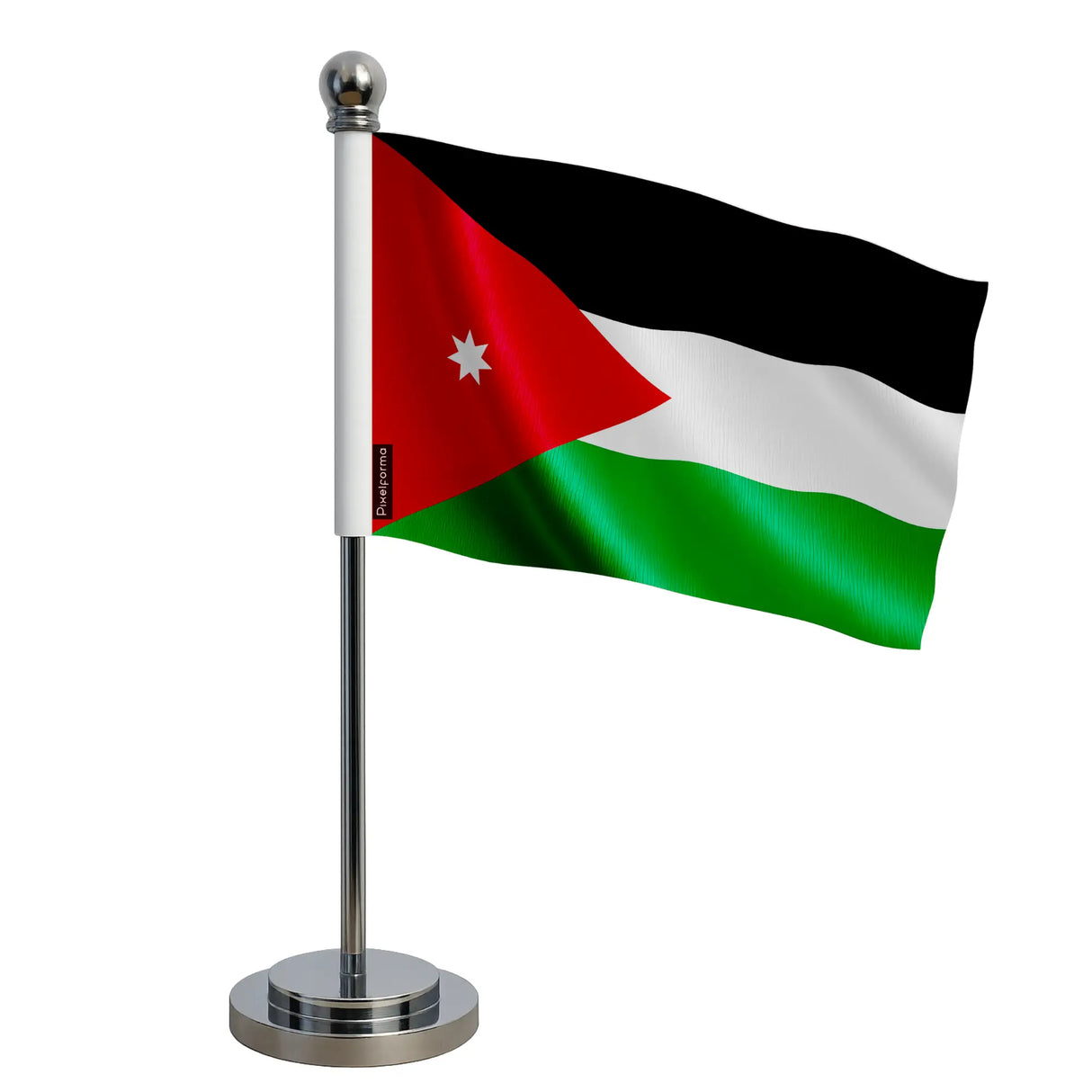 Drapeau bureau jordanie polyester avec socle acier inoxydable