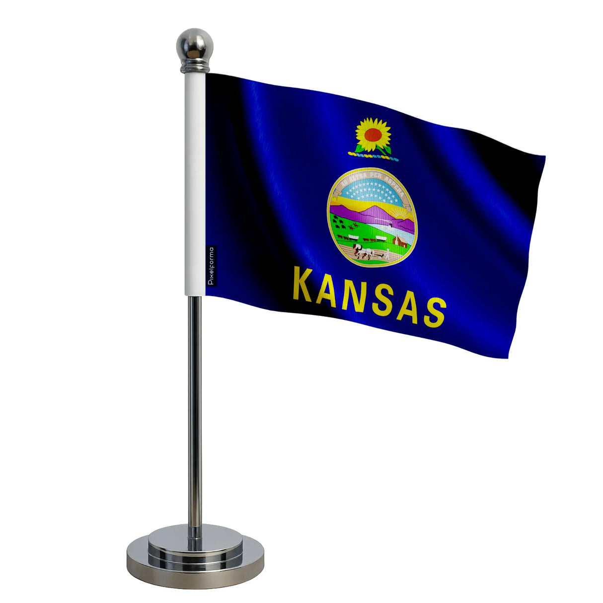 Drapeau bureau kansas polyester socle acier inoxydable