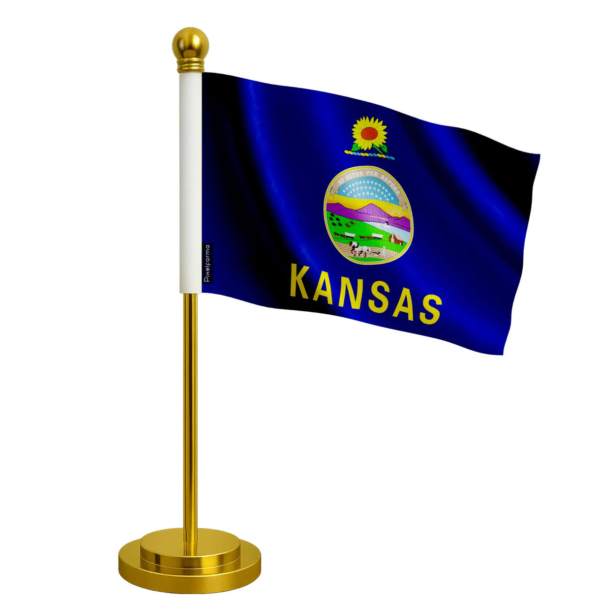 Drapeau bureau kansas polyester socle acier inoxydable