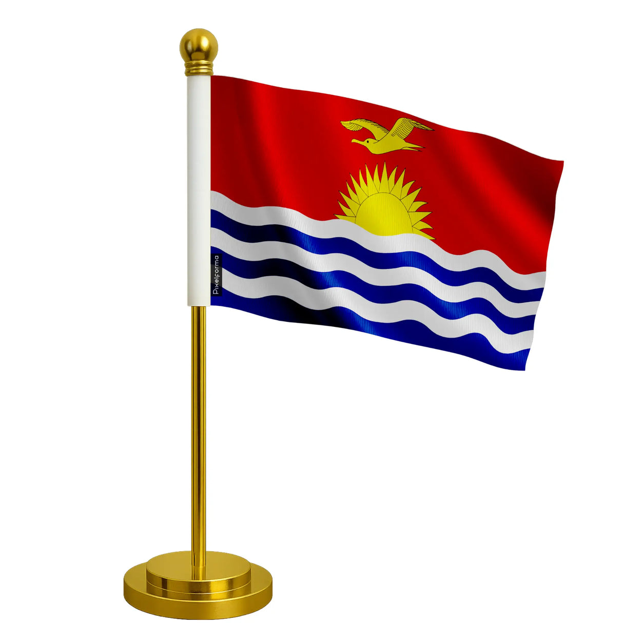 Drapeau bureau kiribati polyester socle acier inoxydable