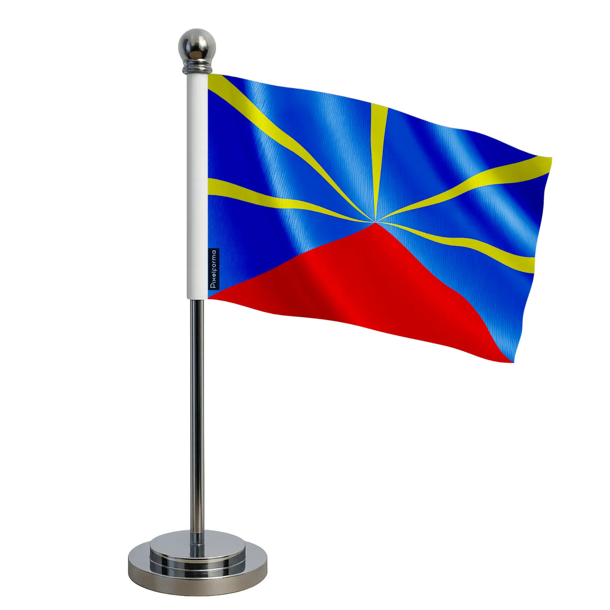 Drapeau bureau la réunion polyester socle acier inoxydable