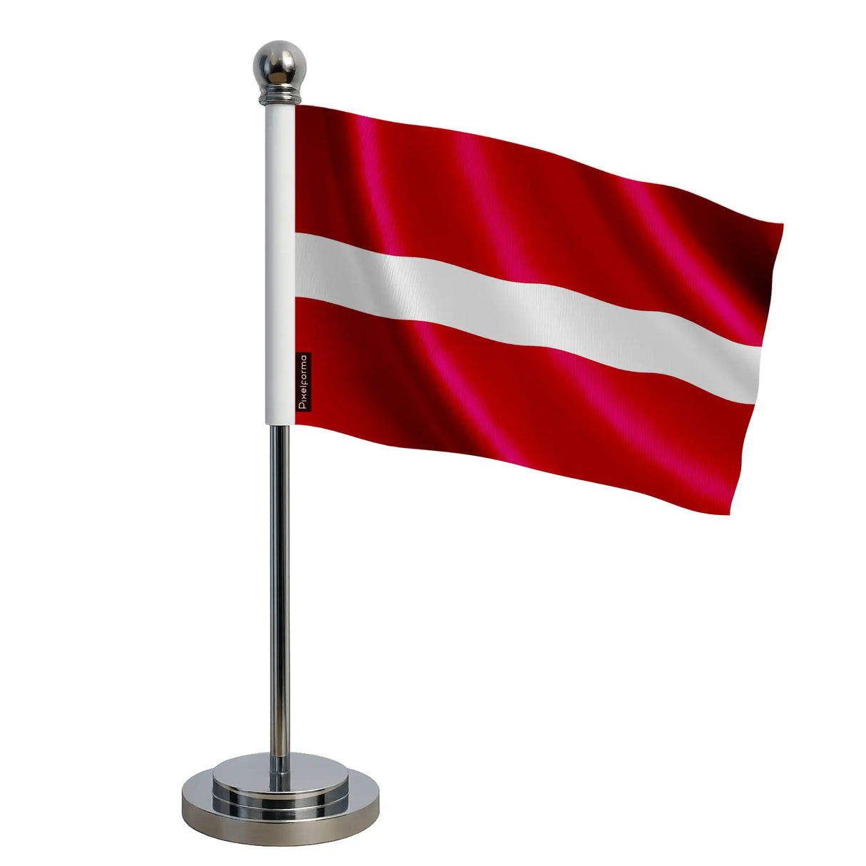 Drapeau bureau lettonie polyester socle acier inoxydable