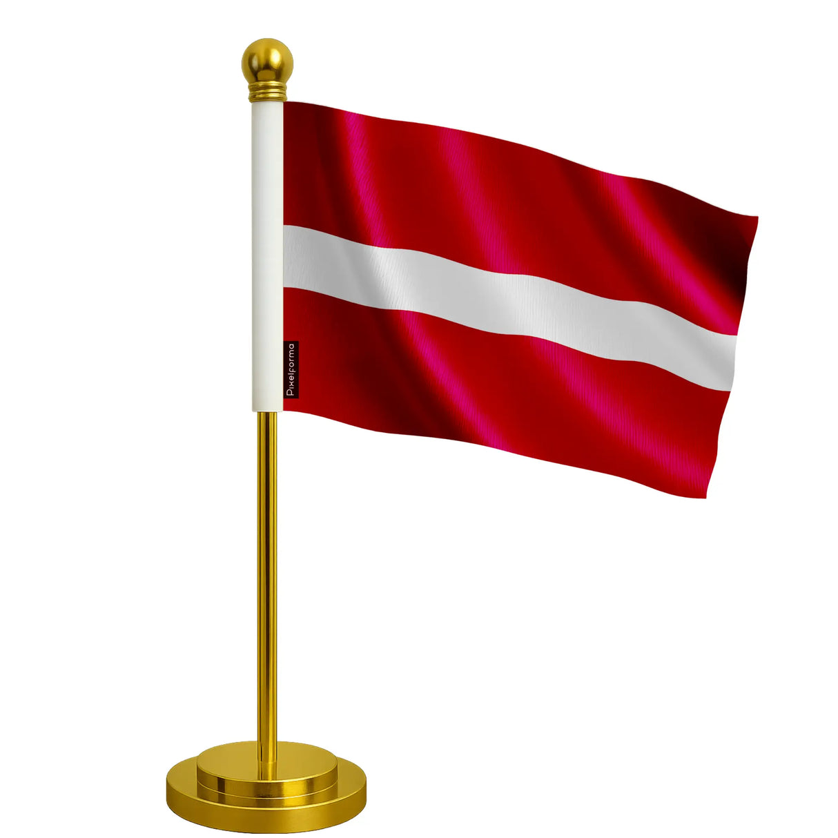 Drapeau bureau lettonie polyester socle acier inoxydable