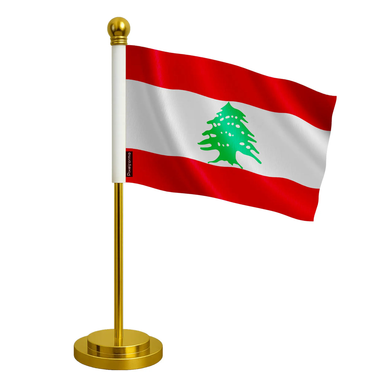 Drapeau bureau liban polyester socle acier inoxydable