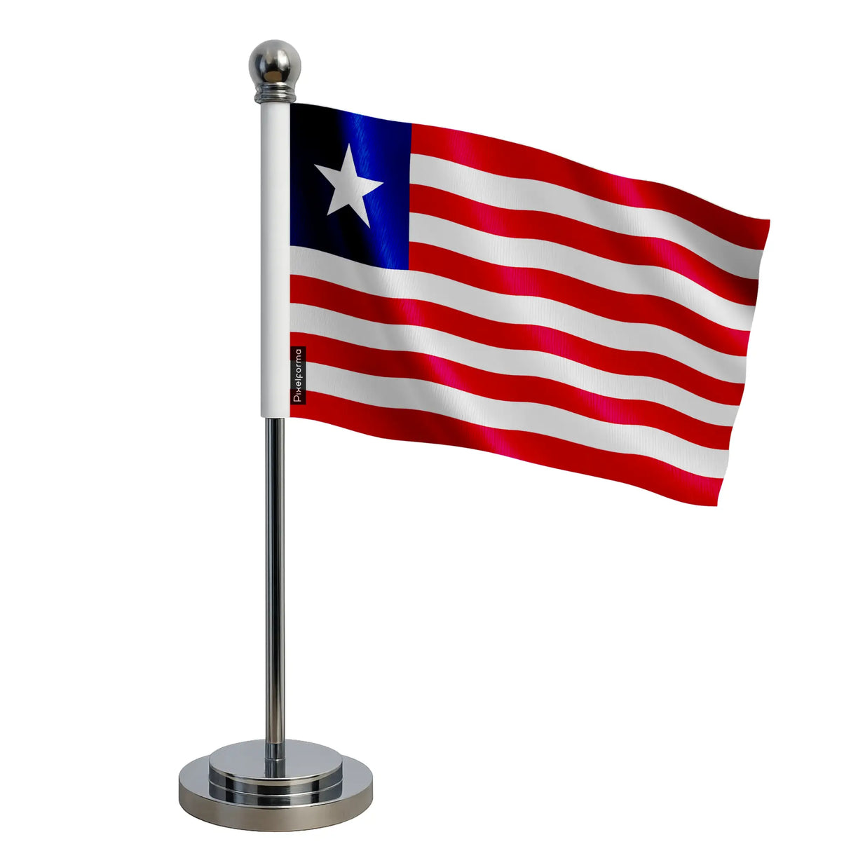 Drapeau bureau liberia polyester socle acier inoxydable