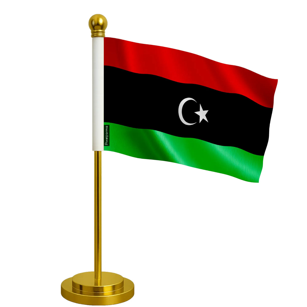 Drapeau bureau libye polyester socle acier inoxydable