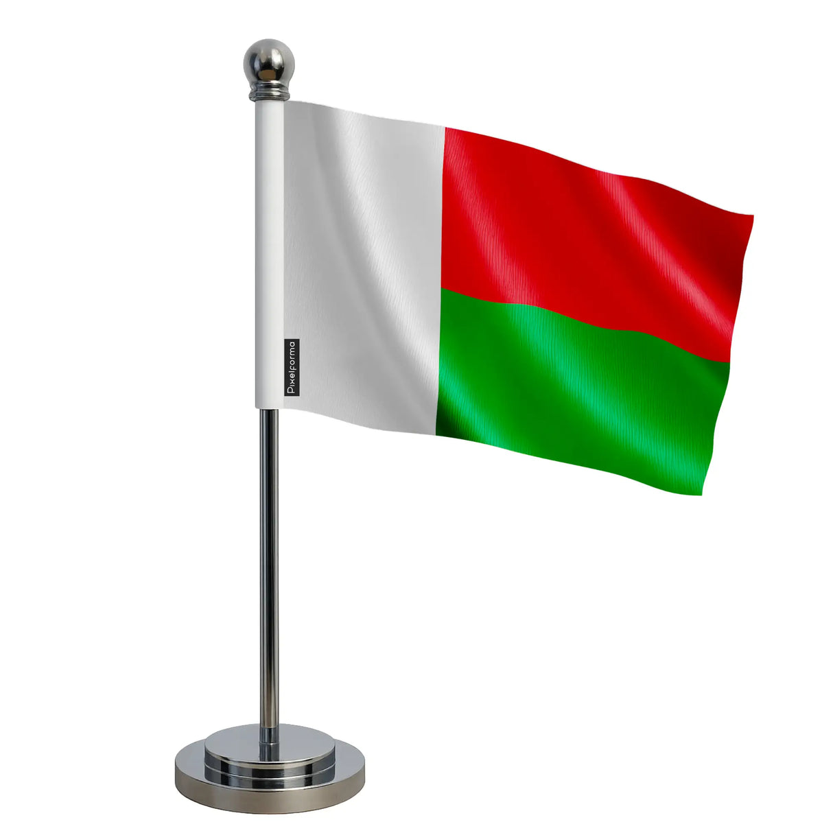 Drapeau bureau madagascar polyester socle acier inoxydable