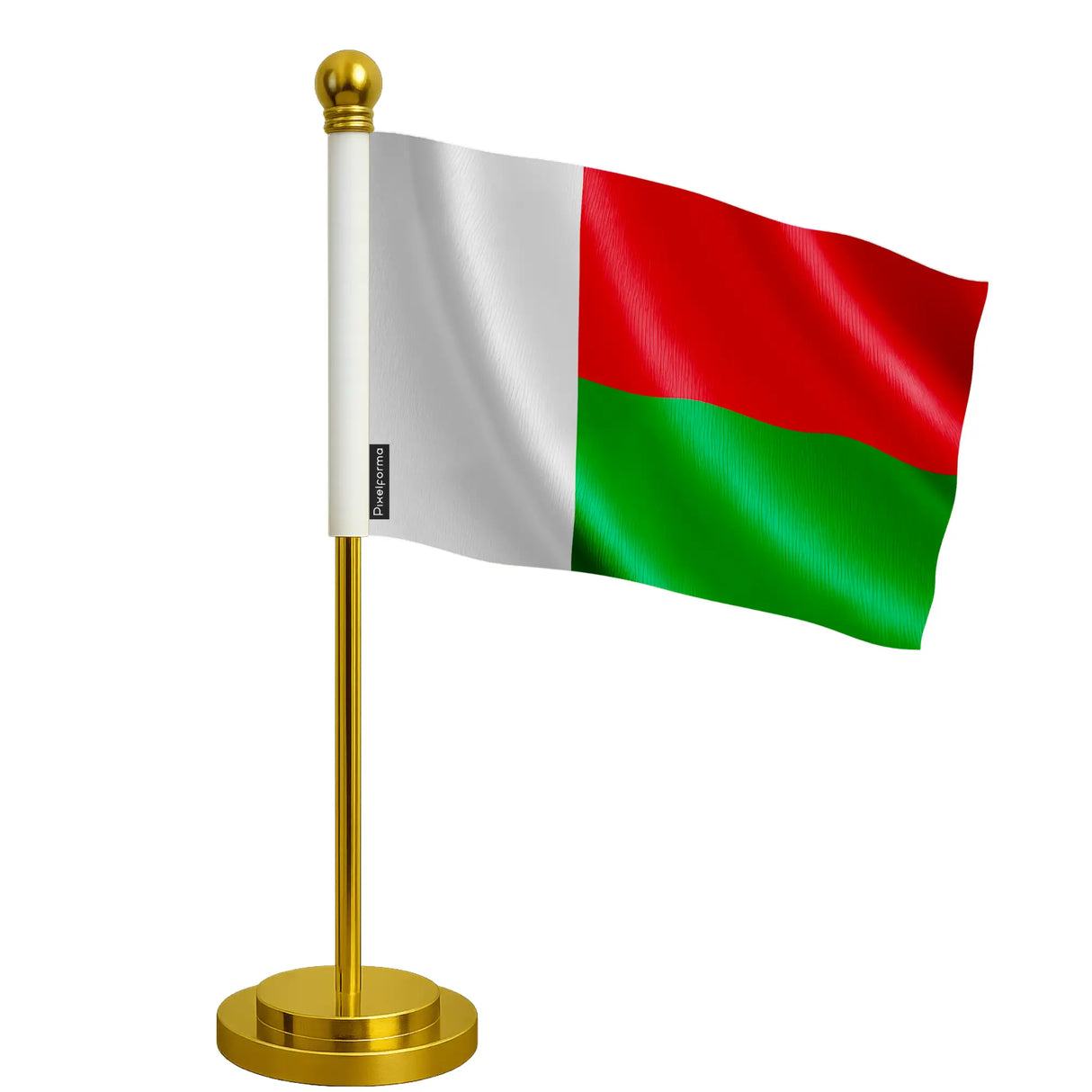 Drapeau bureau madagascar polyester socle acier inoxydable