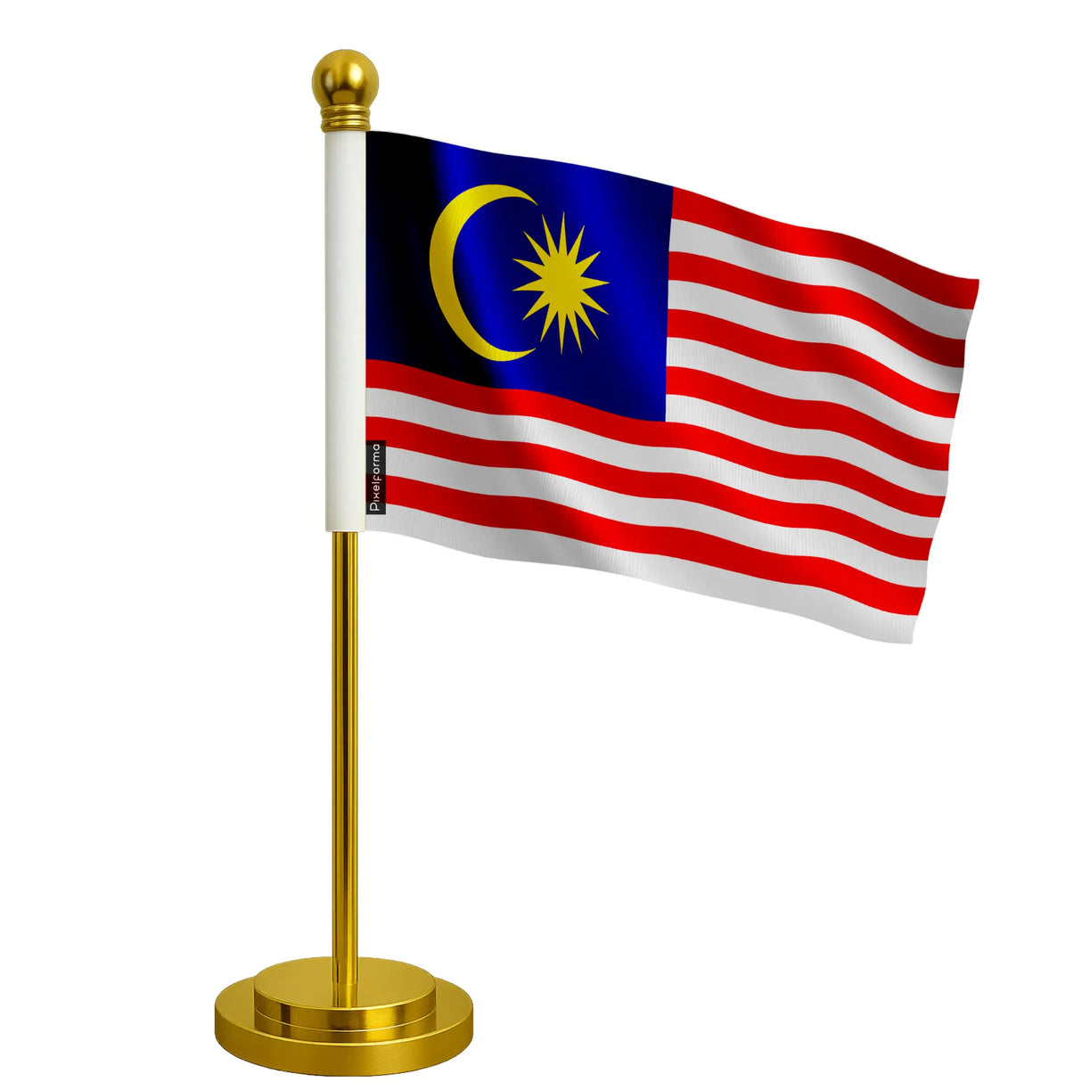 Drapeau bureau malaisie polyester avec socle acier inoxydable