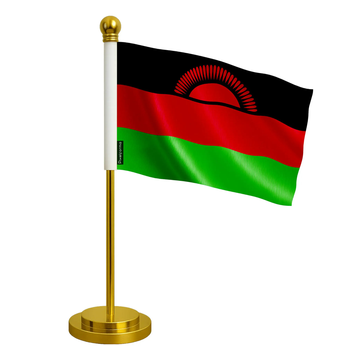 Drapeau bureau malawi polyester avec socle acier inoxydable