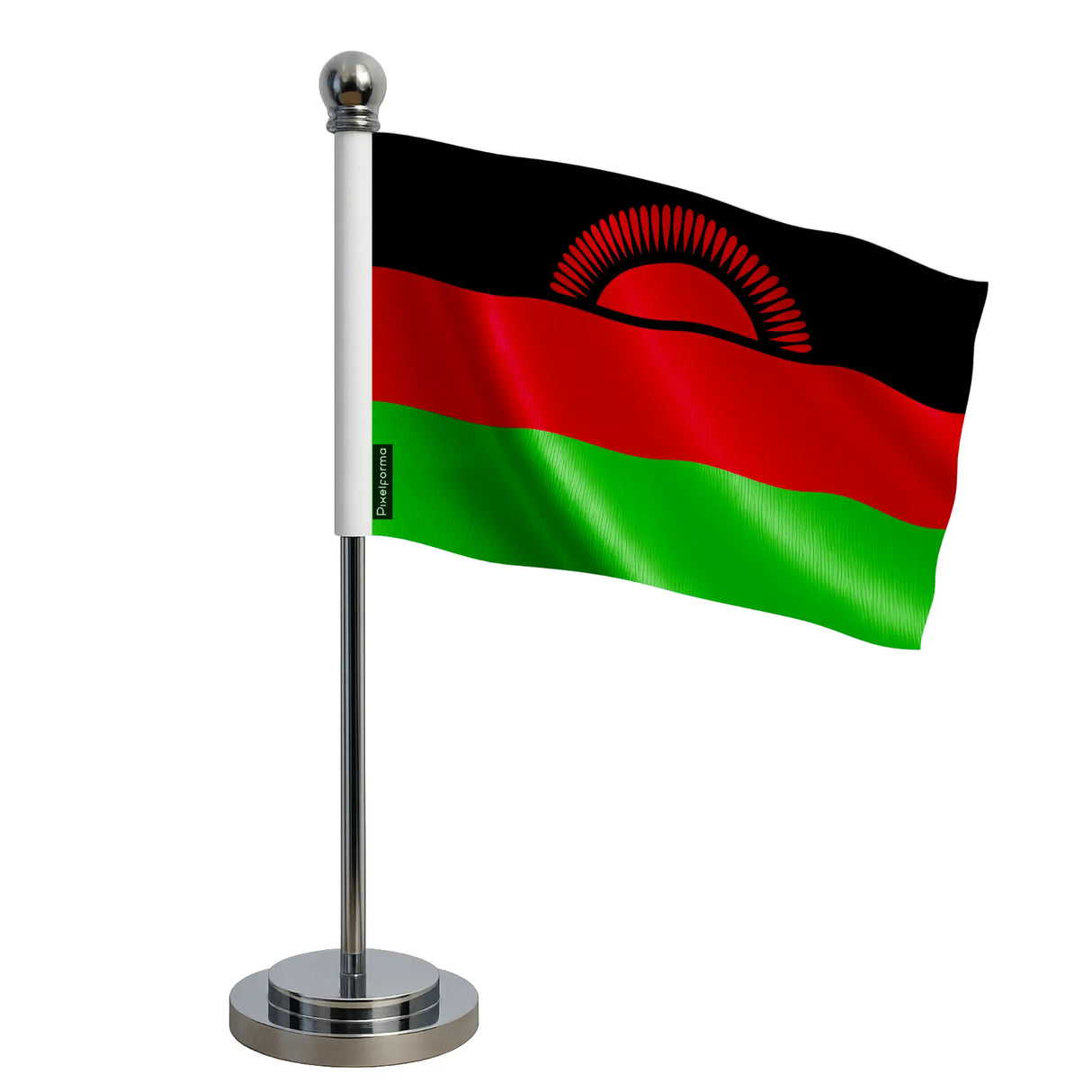 Drapeau bureau malawi polyester avec socle acier inoxydable