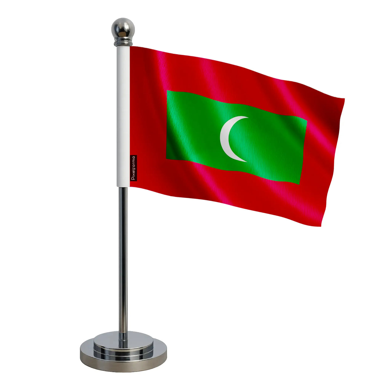 Drapeau bureau maldives polyester socle acier inoxydable